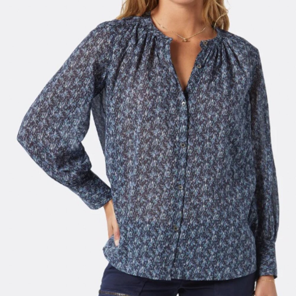 Joie "Fano" long sleeve cotton top Navy NWT Sz M